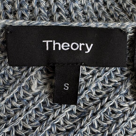 Theory Lalora Linen Sweater Pullover Light Echo Mix Yarn V-Back Cut Out Small - Picture 7 of 8